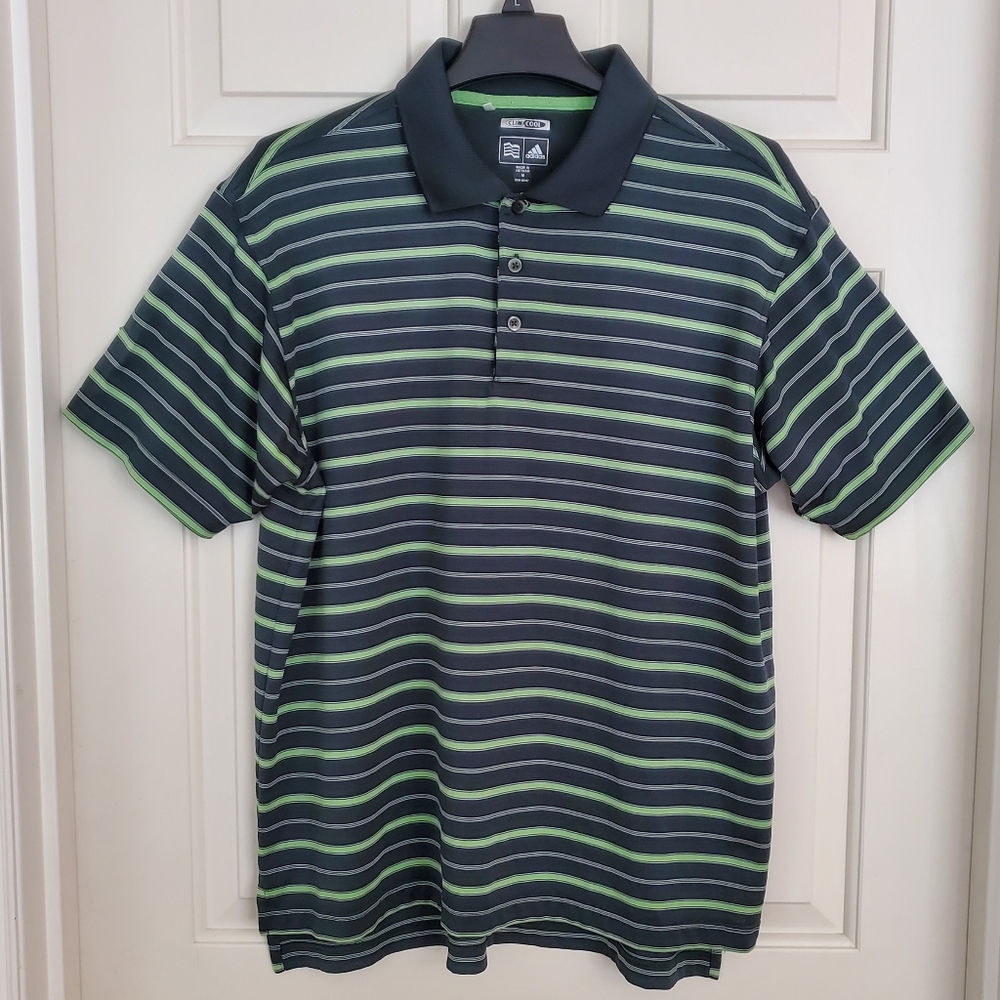 Adidas Men’s Climacool Golf Polo Green stripes Medium